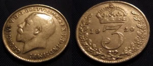 50% MASSIVES SILBER 3d 1920 Münze Beginn der brüllenden 20er Jahre Antik Britisch Englisch - Bild 1 von 3