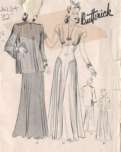 VESTIDO Y CHAQUETA VINTAGE AÑOS 1940 PATRÓN DE COSTURA B38" (170) - Imagen 1 de 3