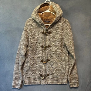 At Company Armand Thiery Tweed Knit Sweater Zip/Button Faux Fur Lined Mens Small - Picture 1 of 13
