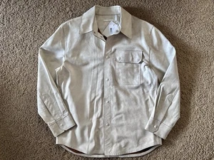 Size L fits XL - Helmut Lang White Leather Overshirt Cracked Calfskin New $795 - Picture 1 of 10