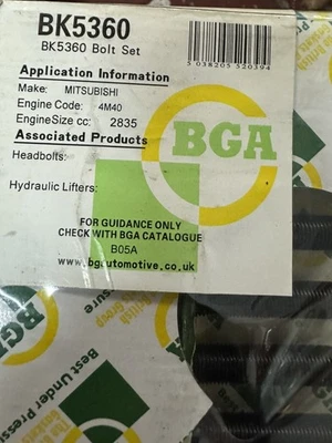 Mitsubishi Pajero/Shogun cylinder head bolt set Challenger BGA BK5360 - Image 1 of 2