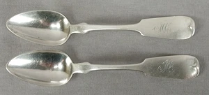 Pair of N. E. Crittenden Cleveland Ohio Coin Silver Spoons C. 1826-1872 - Picture 1 of 9