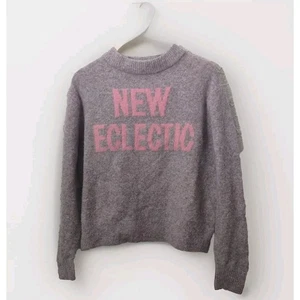 H&M Women's Sweater Size XS Wool Blend "Eclectic" Graphic Lavender Oversized - Picture 1 of 8