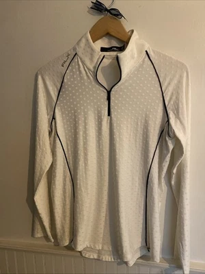 Pullover para mujer RLX Ralph Lauren jacquard cuarto cremallera talla mediana Foto 1 de 4