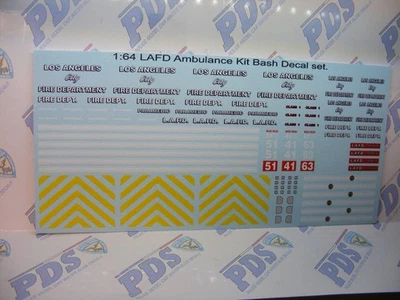 Calcomanías de tobogán acuático 1:64 ambulancia de bomberos de la ciudad de Los Ángeles suficientes para 3 ambulancias Foto 1 de 4