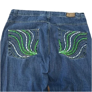 Jeans holgados vintage skater pierna ancha azul riesgo 44x32 verde lavado oscuro - Imagen 1 de 9