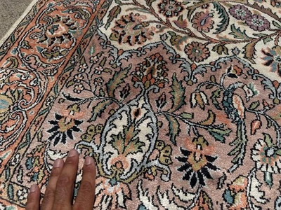 ALFOMBRA DE SEDA ANTIGUA ORIENTAL 4x6 hecha a mano DE COLECCIÓN ANUDADA A MANO bellas artes real 4x7 pies Foto 1 de 4