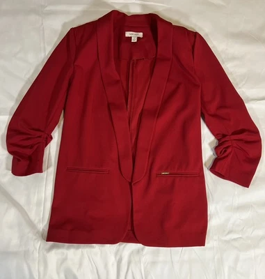 Blazer Nine West rojo medio acanalado manga 3/4  Foto 1 de 4