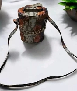 Chain Tote crossbody Canteen Colorful Snakeskin Tube Purse Handbag - Picture 1 of 6