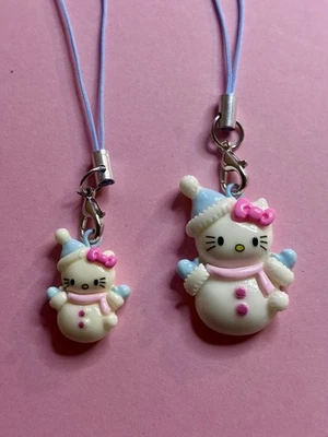 Navidad Hello Kitty Muñeco de Nieve Dije-Bolso Monedero Teléfono Dijes x 2 Foto 1 de 4