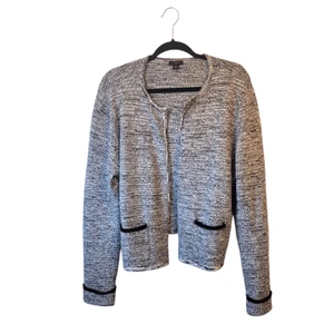 Ann Taylor Damen Tweed Strickjacke schwarz-weiß Größe XL - Bild 1 von 6