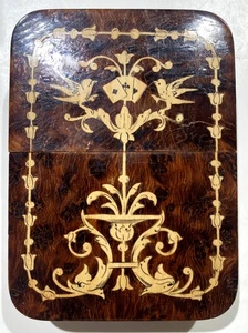 Playing Cards Box Casket Case Wood Inlay Circa 1900 - Picture 1 of 4
