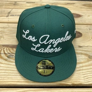 Los Angeles Lakers New Era 59FIFTY Fitted Hat Green White Script Size 7 1/2 - Picture 1 of 5