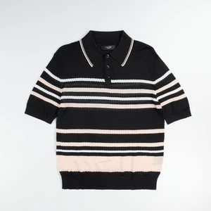 AMIRI Poloshirt schwarz gestreift Größe M Viskose Knopfleiste Kurzarm - Bild 1 von 12