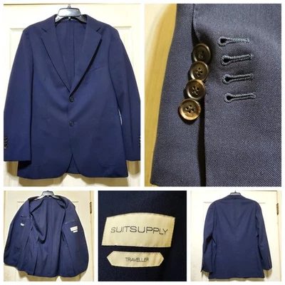 Blazer Suitsupply Para Hombres 38S Azul Marino Traveller Havana iTravel Cerruti Puños Funcionantes Foto 1 de 4