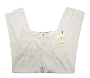 NWT Tommy Bahama Pants Mens 34x34 St. Thomas Relax Pleated 100% Silk Cream White - Picture 1 of 11