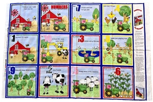 Stoff "Zahlen im Scheunenhof" Panel großes Kinderbuch Muster mit Inst. - Bild 1 von 22