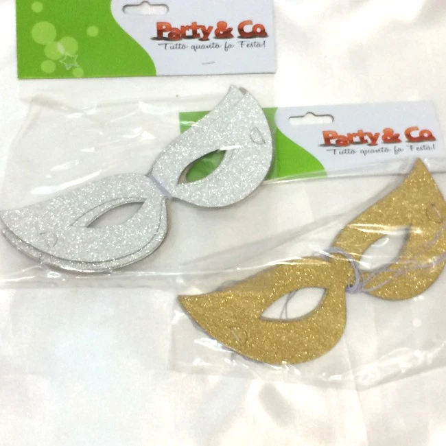 Mascherina Occhi Glitter Argento Capodanno Carnevale 6pz 9031 - Immagine 1 di 1