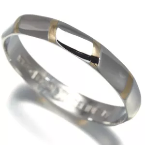 Auth CELINE Ring Bicolor US9 850 Platinum/18K 750 Yellow Gold - Picture 1 of 4