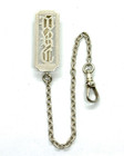 Antique PEERLESS Sterling Silver Monogram Belt Buckle Chain & Dog Clip 5.2 grams