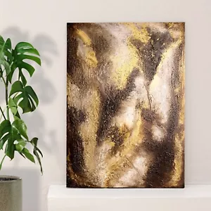 Gold Digger – Acryl mit körniger Struktur und Gold 43x60 cm auf 3mm MDF-Platte - Bild 1 von 6