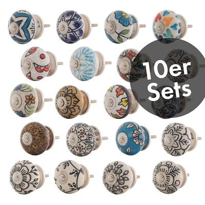 Möbelknöpfe Shabby Keramik Knöpfe Griffe Knauf Knopf Schrank handbemalt Vintage - Bild 1 von 4