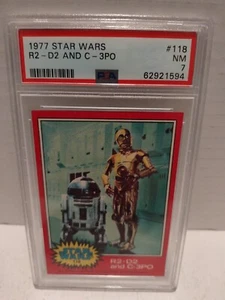 1977 Topps Star Wars Trading Card #118 R2 - D2 and C - 3PO PSA 7 NM - Picture 1 of 2