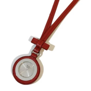 vintage prada watch red leather bow necklace bag charm ribbon swiss - Picture 1 of 8