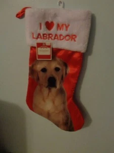 NEW I LOVE MY PET YELLOW LAB LABRADOR CHRISTMAS STOCKING FESTIVE HOLIDAY NOVELTY - Picture 1 of 5