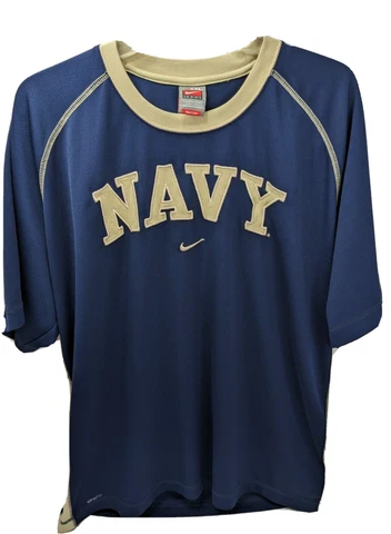 Nike NCAA Navel Academy Fit Dry Shirt Men's XXL Older Style Navy Blue and Gold Cover