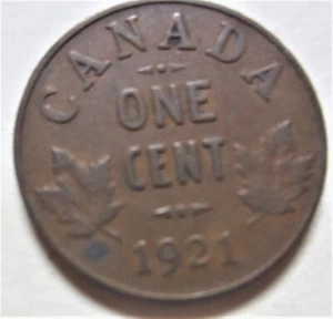 1921 Canada Small Cent Coin. SEMI KEY Penny George V 1p 1c - Picture 1 of 2