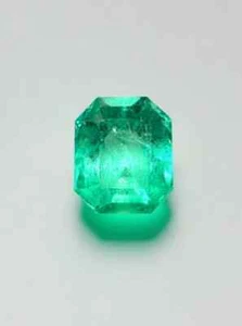 2.28 Carat 8.5x7 GLOWING Muzo Green Natural Loose Colombian Emerald-Emerald Cut - Picture 1 of 10