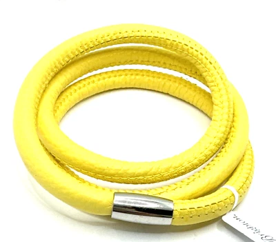 Pulsera de cuero Brighton Woodstock amarilla triple adición dijes/cuentas nueva con etiquetas 22 pulgadas Foto 1 de 4