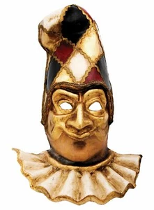 Pulcinella oro con cappello scacchi colore - Foto 1 di 1