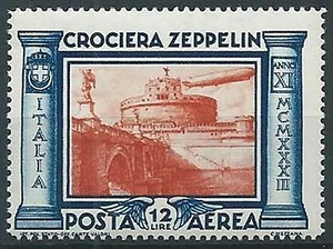 1933 REGNO POSTA AEREA ZEPPELIN 12 LIRE MNH ** - T60 - Foto 1 di 1