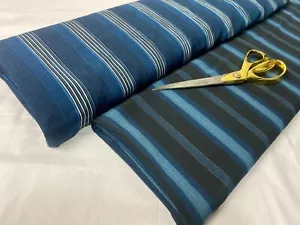 *NEU*Crinkle Polyester blau/schwarz Streifen Anzug/Kleid/Handwerk Stoff*KOSTENLOSER VERSAND* - Bild 1 von 9