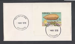 LIBERIA 1978 SEIS PRUEBAS DE ZEPELÍN EN CUBIERTAS DEL PRIMER DÍA FDCS MONROVIA - Imagen 1 de 6