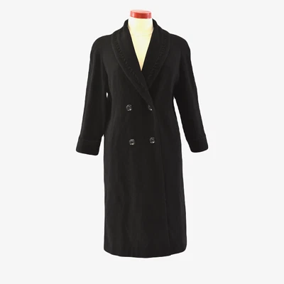 Donnybrook Black Corded Topcoat for Women Goth % Wool P Petite Vintage Coats - Image 1 of 4
