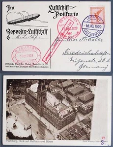 ALEMANIA a RUMANÍA 1929 ZEPPELIN Balcanes tripulación de vuelo correo foto PPC/tarjeta + tablero rojo - Imagen 1 de 5
