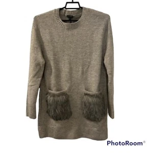 NWT Coco + Carmen Ribbed Hem Faux Fur Pocket Knit Sweater Tunic Top Dress L/XL - Picture 1 of 10