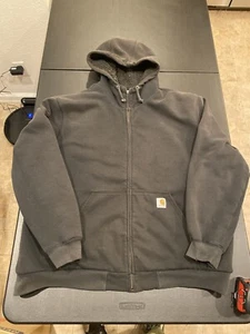 Mens Vintage Carhartt Sherpa Lined Hoodie Jacket Black Sz 2X ๐ฅ - Picture 1 of 17