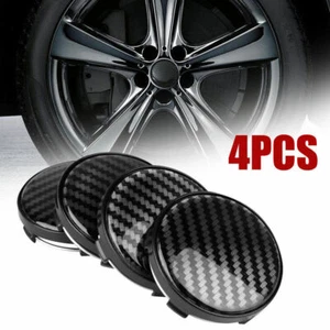 60mm Black Carbon Fiber Car Wheel Center Hub Cap Rim Hub Cover Auto Accessories - Imagen 1 de 12
