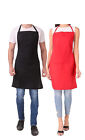 Simple Ajustable Combo of 2 Black & Red Color Cotton Fabric Apron For Unisex