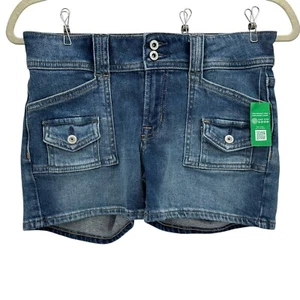 New Gap Kids Girls 14 Shorts Y2K Shortie Denim Distressed Jean Button Pockets - Picture 1 of 6