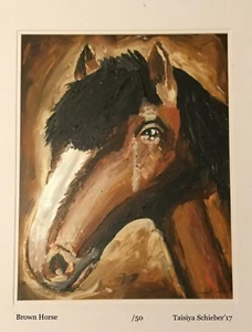 SCHÖNES BRAUNES PFERD 2017 von TAISIYA SCHIEBER 4 x 6" DRUCKSCHILD - Bild 1 von 3