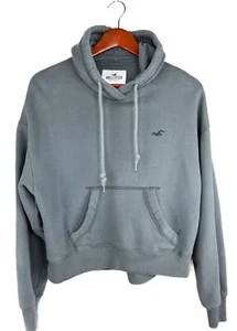 Hollister Gray Hoodie Sweatshirt Size XS High Low Oversized Grunge Skater Casual - Picture 1 of 9
