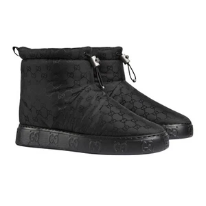 Authentic Men's Gucci Black Nylon Jacquard GG Logo Ankle Boots 762078 New $850 - Picture 1 of 4