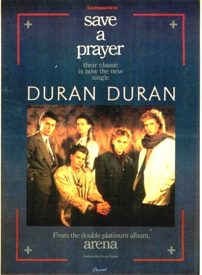 1984 Duran Duran "Save A Prayer" Song Release Music Industry Promo Reprint Ad - Image 1 of 1