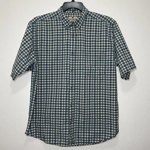 WOOLRICH Mens Size Large Short Sleeve Button Down Check Plaid Check Shirt - Picture 1 of 5