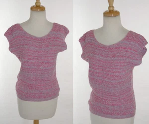 PETITE maille printemps nubby rayure rose pastel et bleu bébé vintage années 80 - Photo 1/8